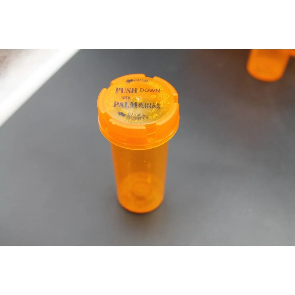 Lot of 38 Empty Prescription Pill Bottles Orange w/ Childproof Caps Pharmacy